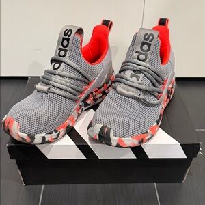 Adidas kids Gray and Red(orange) Athletic Sneakers